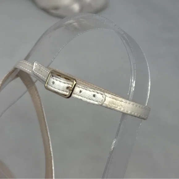 Aquazzura Nina 85 Silk Satin Knot Ankle Strap Block Heel Sandals Bridal White - Picture 9 of 16